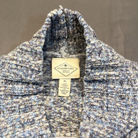 St Johns Bay Sweater Womens XL Blue Gray Mock Neck Textured Knit Pullover - Picture 4 of 13